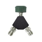 Precision Medical 7211 Oxygen DISS Y Block Female Hand Tight Inlet by DISS Male Check Valve Outlets