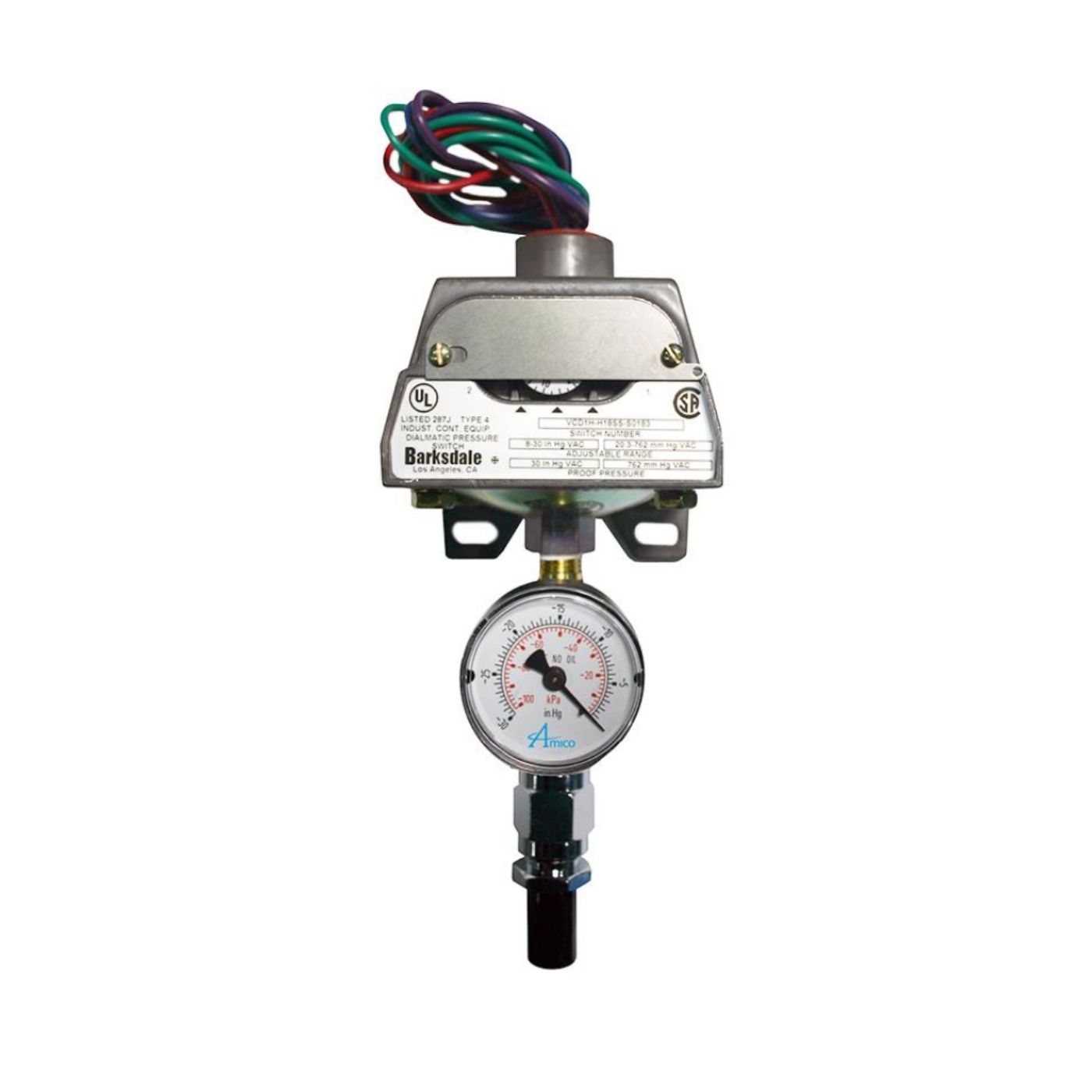 Amico M-PRSW-GA-VAC Pressure Switch Gauge Assembly