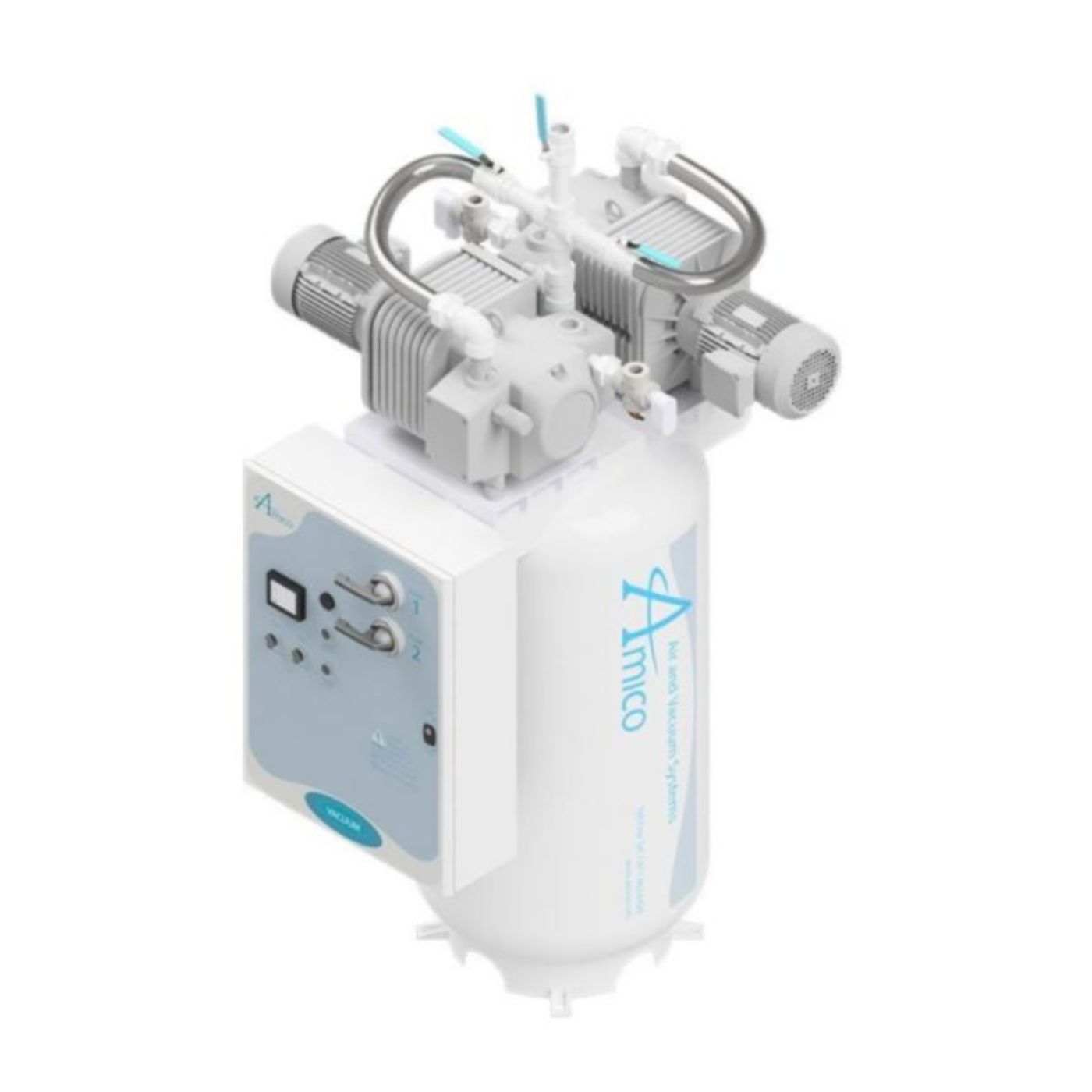 Amico V-RVD-D-080P-TS-N-030-46063-N 3 Hp Duplex Vertical Tank Mount Oil-Less Rotary Vane Medical Vacuum Pump System NFPA