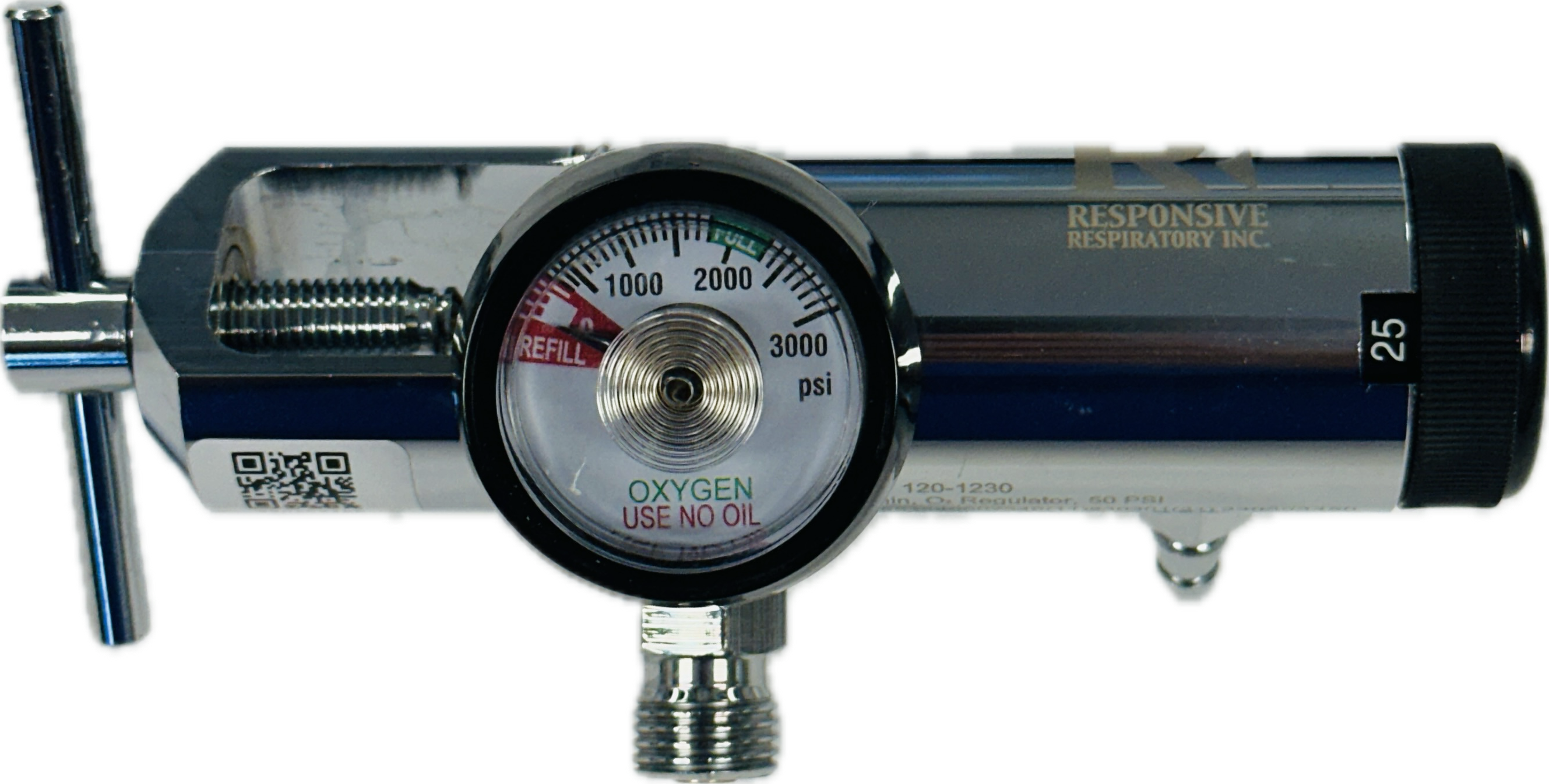 25 LPM EMS Regulator BRASS CGA 870 w/dual DISS & barb