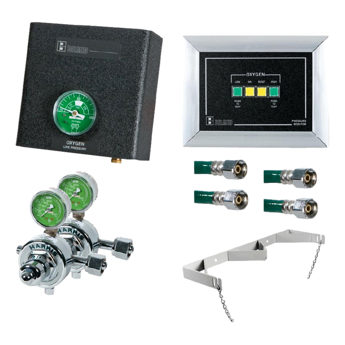 Belmed 2 O2 Cylinder Manifold System with Wall or Desk Alarm